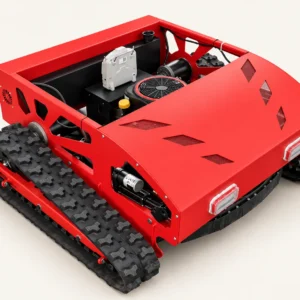 Red 1000L remote control tracked mower with wide cutting deck