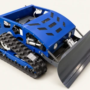 Blue 550L-C tracked mower shown with a front blade